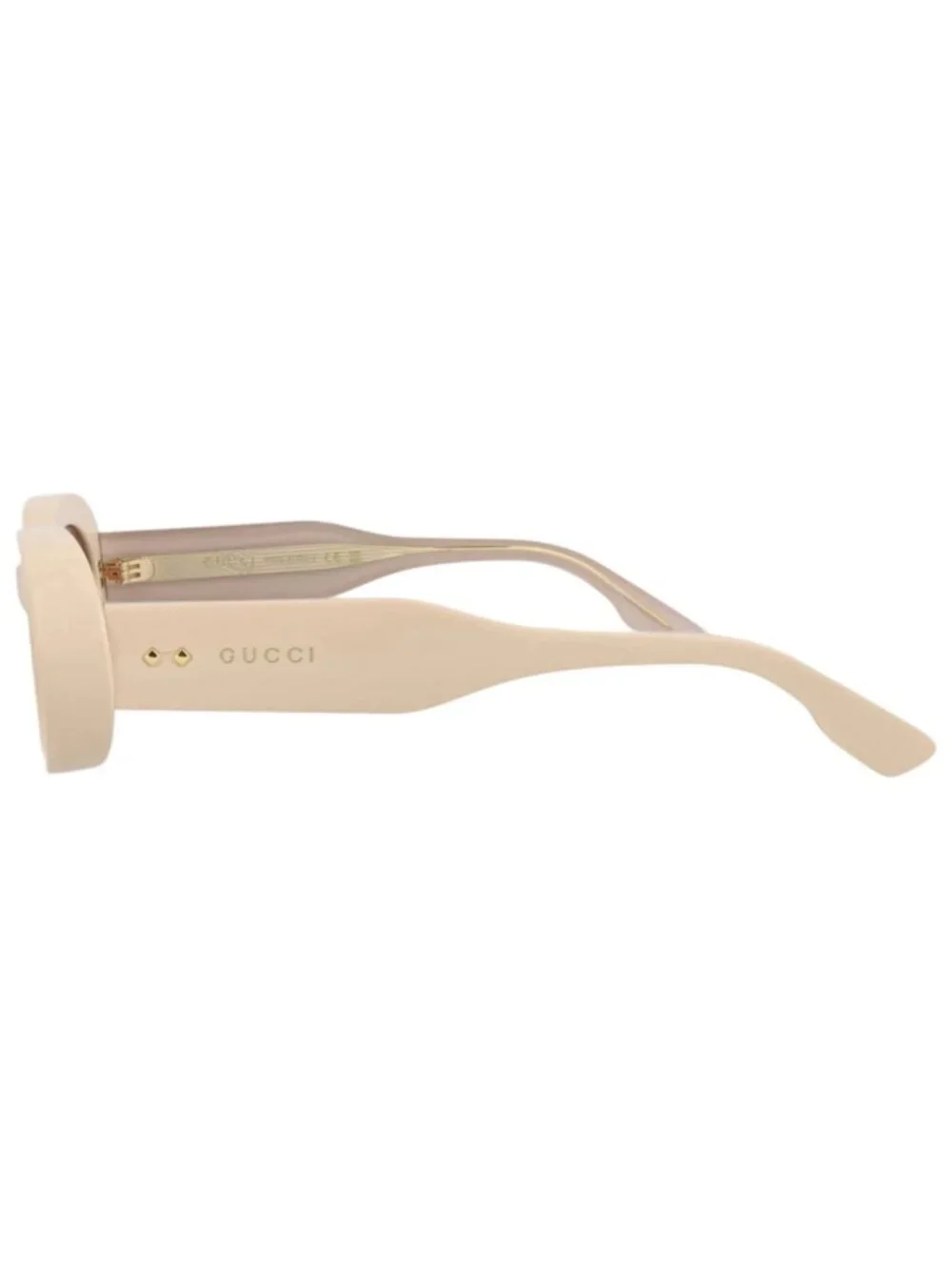 New Gucci Women's Sunglasses Round Oval Recycled Acetate Frame Beige Beige Brown